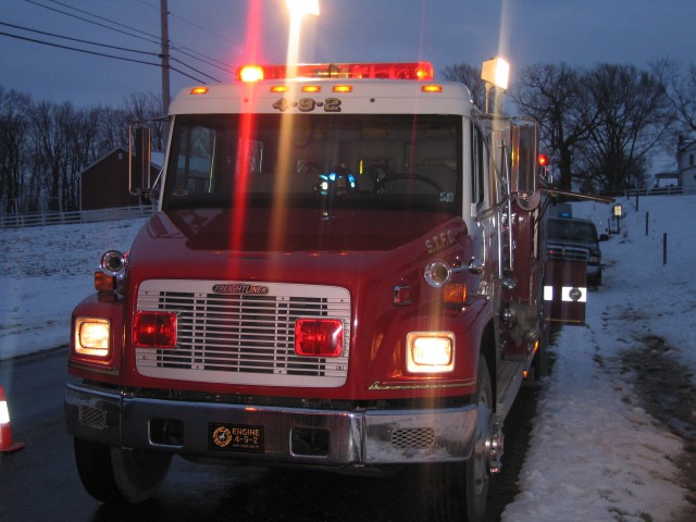 Engine 4-9-2 preparing to pump from the fire pond on Red Hill Road... March 2007